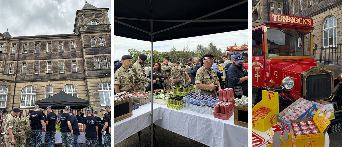 collage of refreshments being served outside Edinburgh Castle